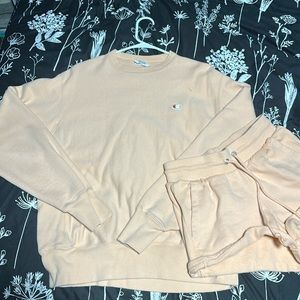 Champion Reverse Weave Crewneck and Shorts Matching Set